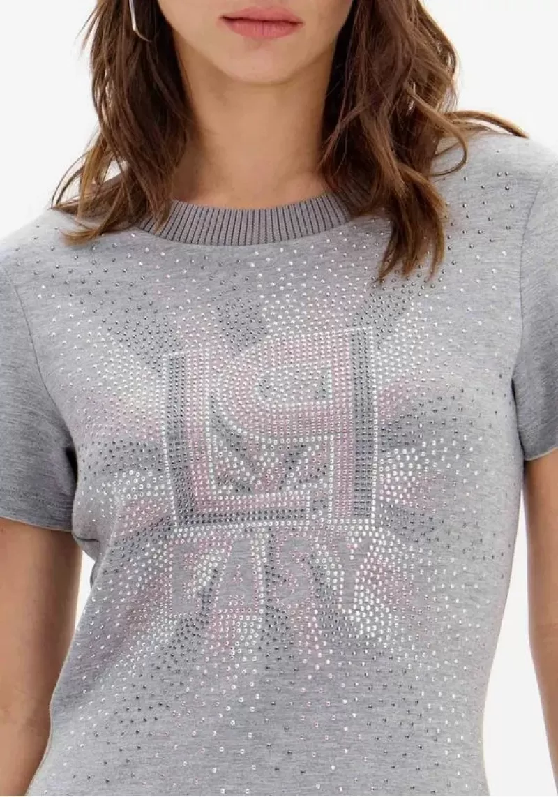 LANÇA PERFUME - Short Dress Short Sleeves With Glitter Appliques Lança Perfume - 0184