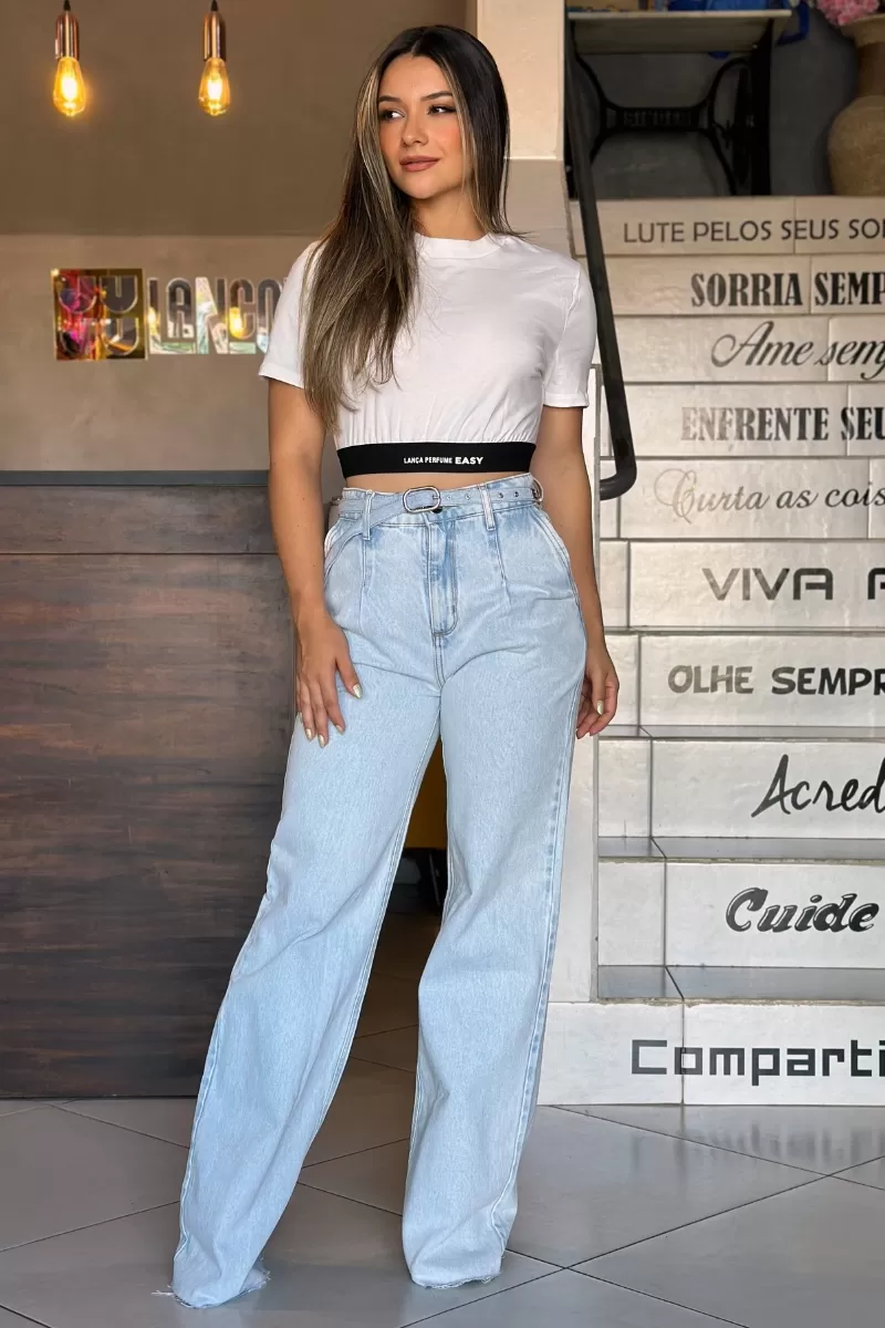 LANÇA PERFUME - Full Length Jeans With Super High Waist And Belt Launches Perfume - 8231