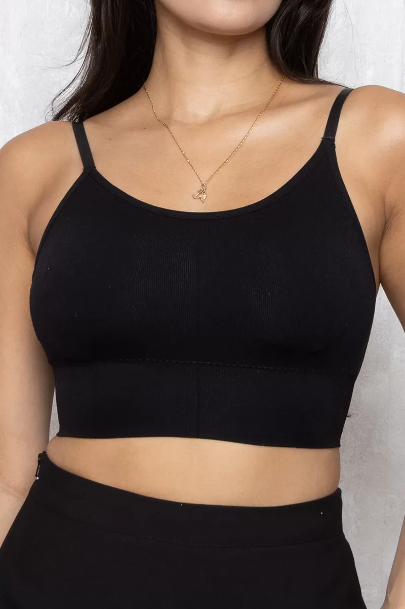 Dress Us - Black Thin Strap Crop Top - 160004PRETO Dress Us - Black Thin Strap Crop Top - 160004PRETO