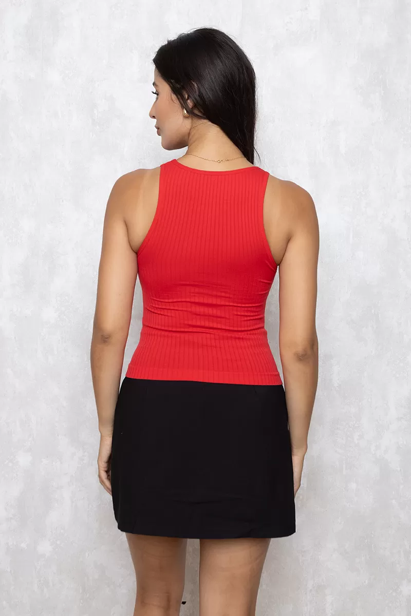Dress Us - Basic Ribbed Tank Shirt Red - 3531BVERM Dress Us - Basic Ribbed Tank Shirt Red - 3531BVERM