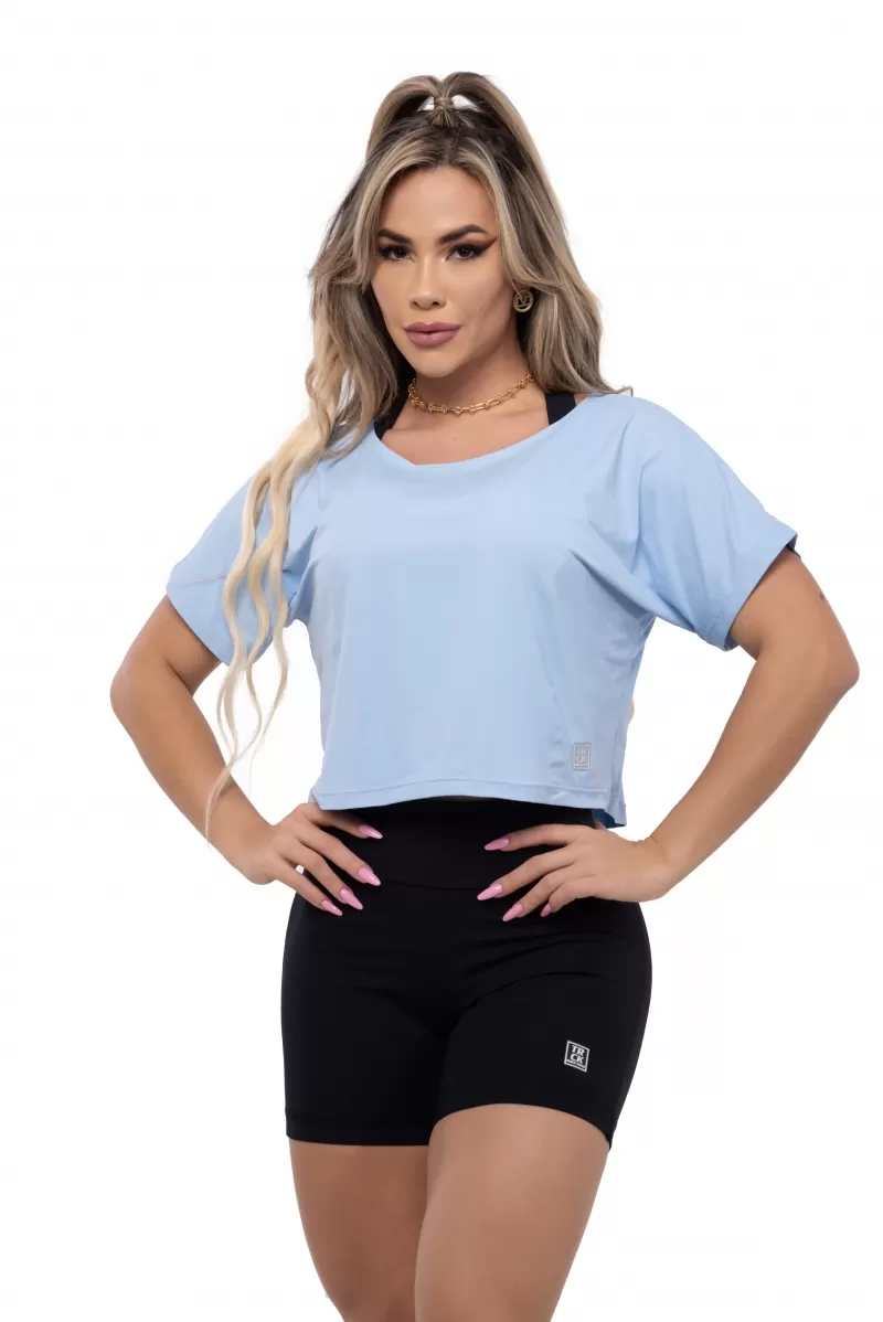 Elastic Power Trincks - Blue Polyamide Cropped Top - 