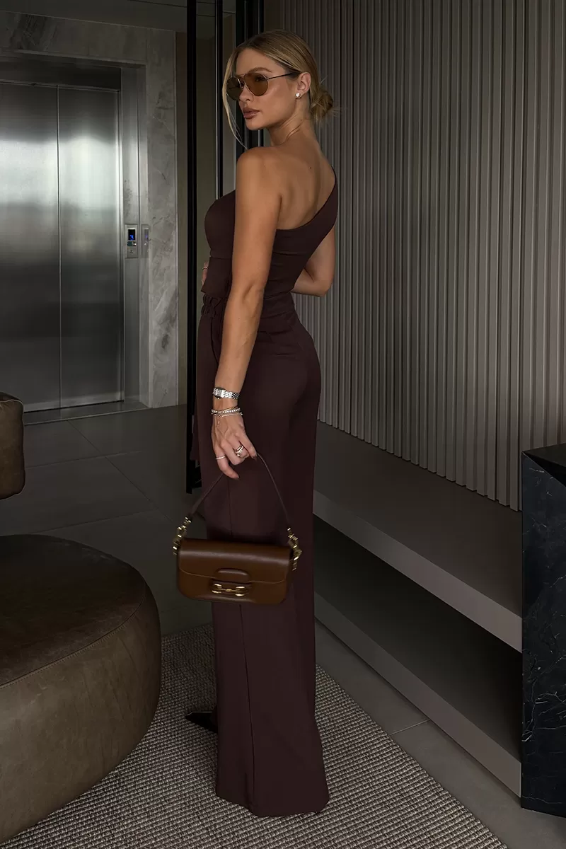 Dot Clothing - Katia Dot Clothing Brown Tie Detail Jumpsuit - 2636MARROM Dot Clothing - Katia Dot Clothing Brown Tie Detail Jumpsuit - 2636MARROM