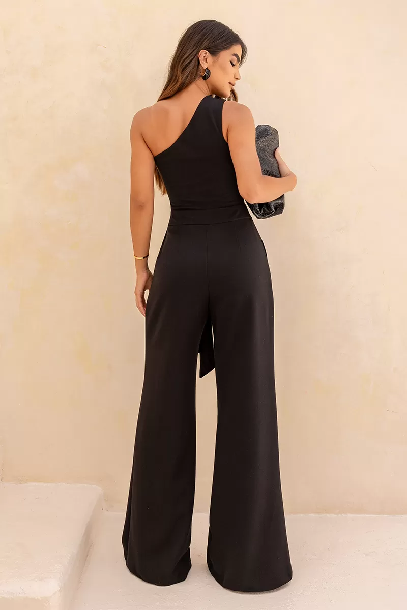 Dot Clothing - Katia Dot Clothing Jumpsuit with Tie Detail in Black - 2636PRETO Dot Clothing - Katia Dot Clothing Jumpsuit with Tie Detail in Black - 2636PRETO