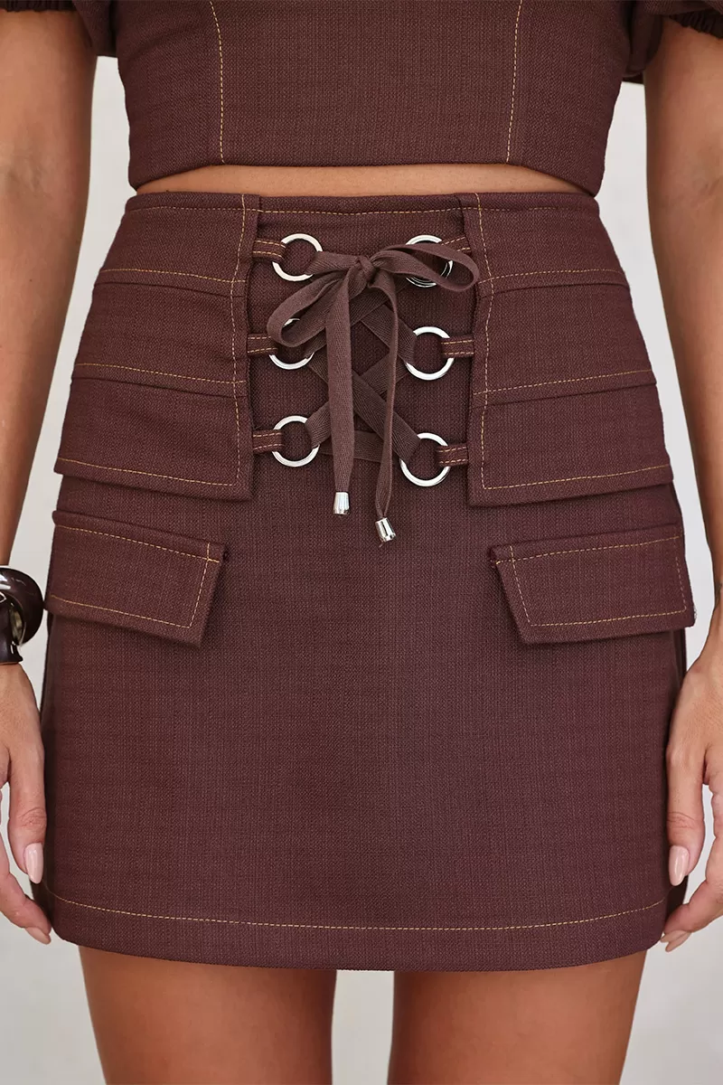 Dot Clothing - Sonia Dot Clothing Cropped and Shorts Brown Set - 2673MARROM Dot Clothing - Sonia Dot Clothing Cropped and Shorts Brown Set - 2673MARROM