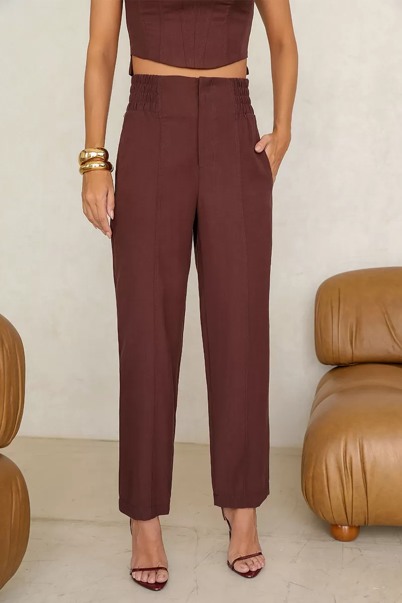 Dot Clothing - Maelli Dot Clothing Cropped and Pants Set Brown - 2664MARROM Dot Clothing - Maelli Dot Clothing Cropped and Pants Set Brown - 2664MARROM