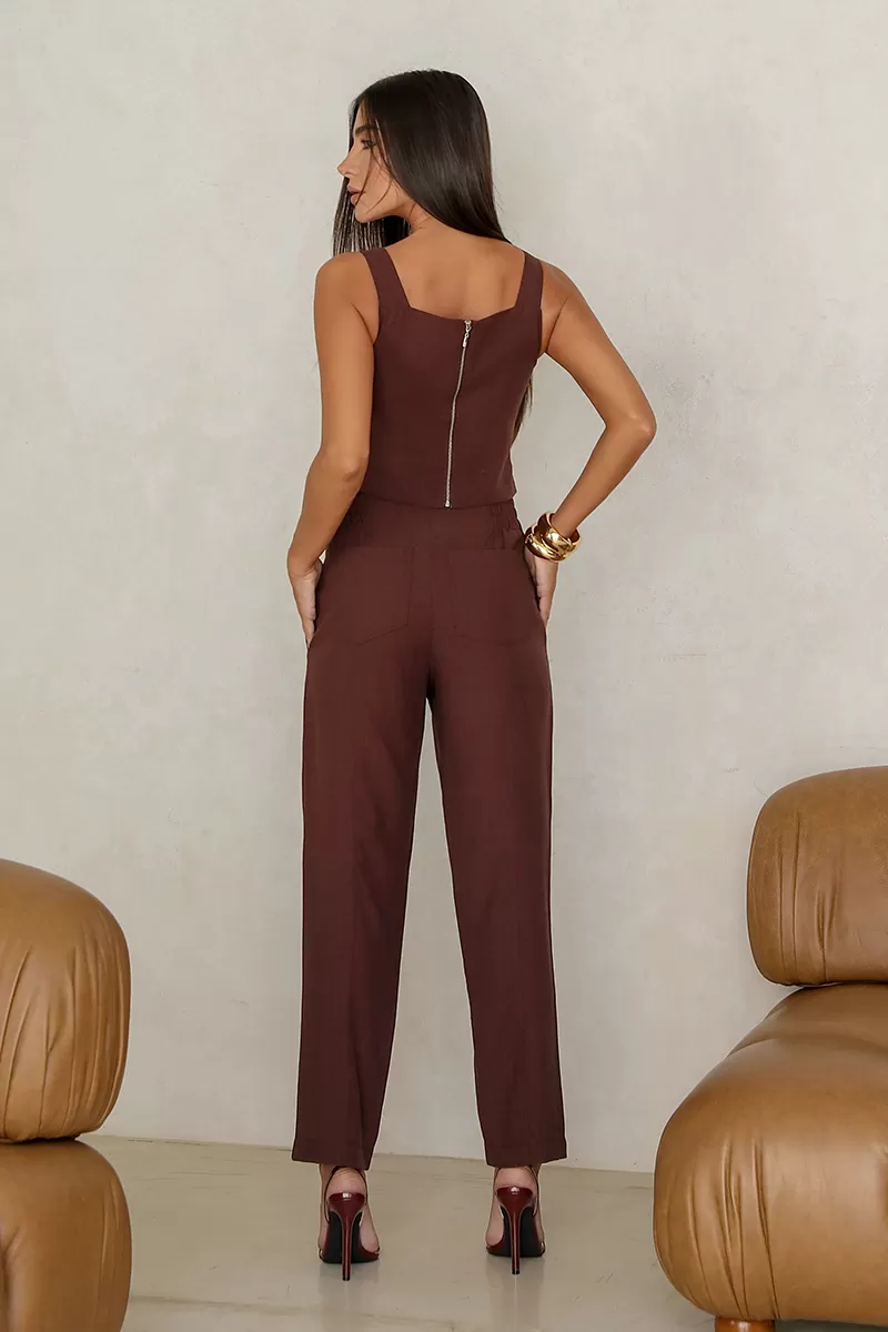 Dot Clothing - Maelli Dot Clothing Cropped and Pants Set Brown - 2664MARROM Dot Clothing - Maelli Dot Clothing Cropped and Pants Set Brown - 2664MARROM