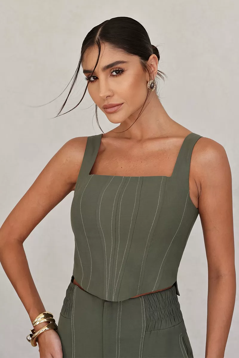 Dot Clothing - Maelli Dot Clothing Cropped and Pants Set Green - 2664VERDE Dot Clothing - Maelli Dot Clothing Cropped and Pants Set Green - 2664VERDE