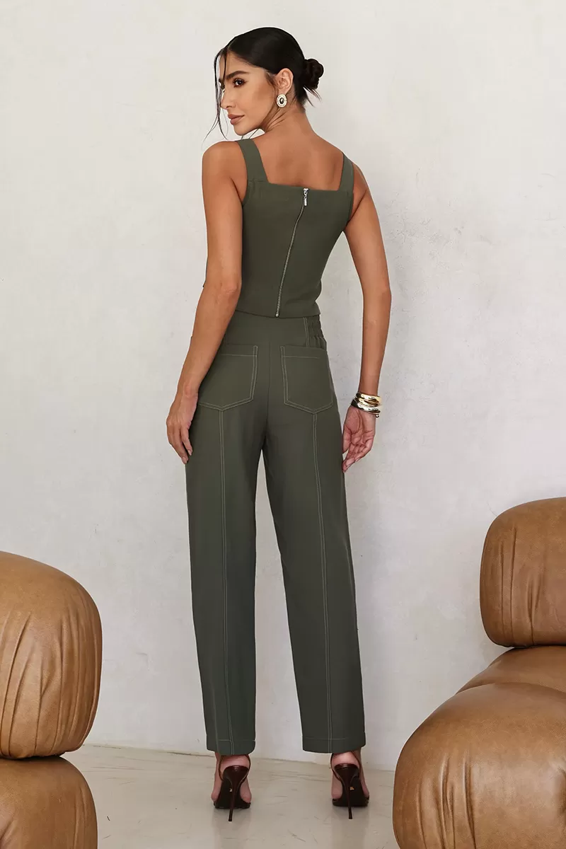 Dot Clothing - Maelli Dot Clothing Cropped and Pants Set Green - 2664VERDE Dot Clothing - Maelli Dot Clothing Cropped and Pants Set Green - 2664VERDE