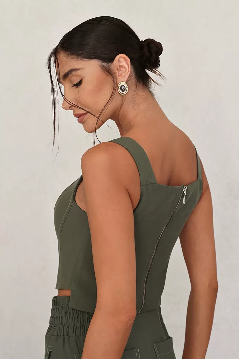 Dot Clothing - Maelli Dot Clothing Cropped and Pants Set Green - 2664VERDE Dot Clothing - Maelli Dot Clothing Cropped and Pants Set Green - 2664VERDE