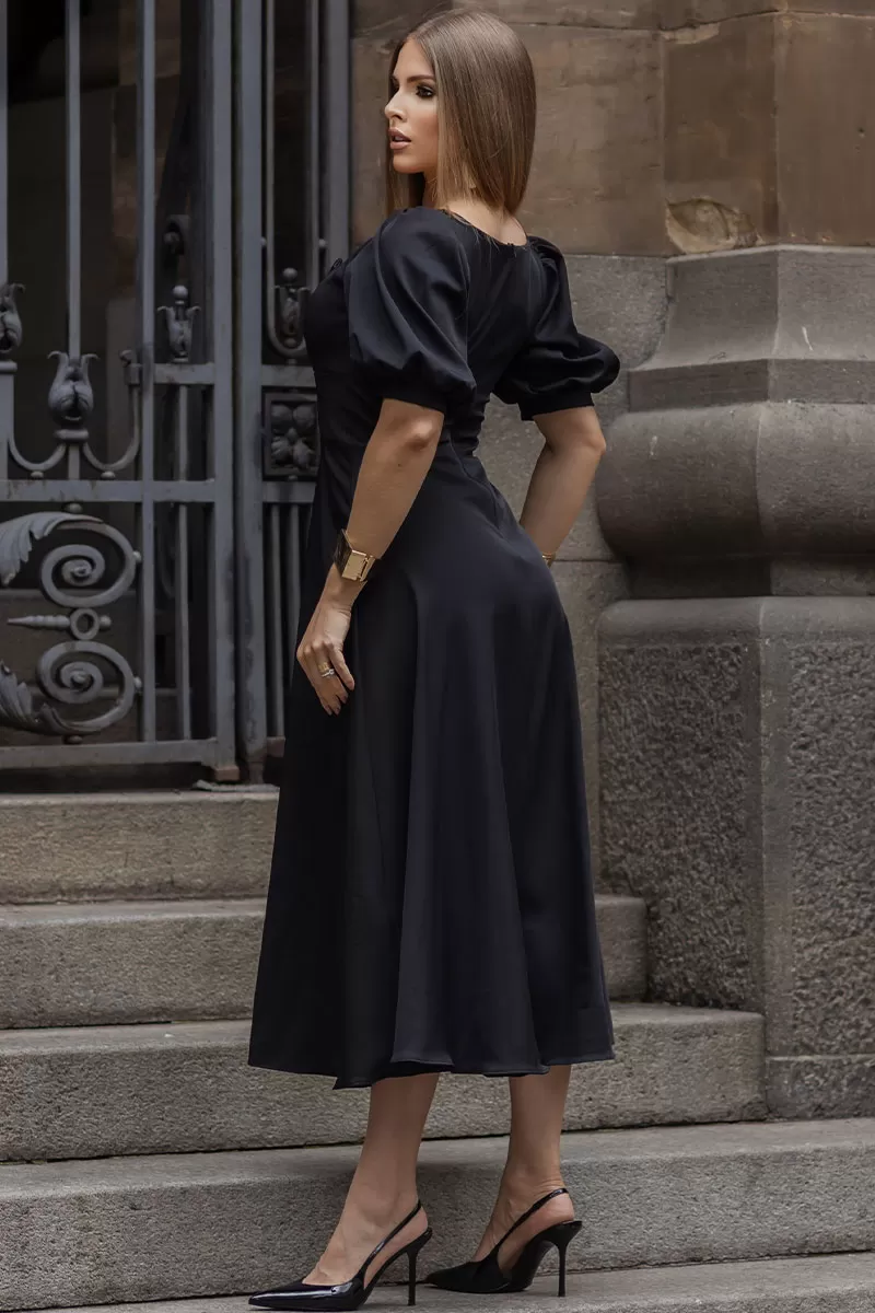 Miss Misses - Daniela 3/4 Sleeve Dress with Black Zipper - 54514001 Miss Misses - Daniela 3/4 Sleeve Dress with Black Zipper - 54514001