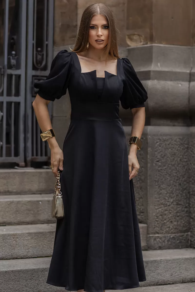 Miss Misses - Daniela 3/4 Sleeve Dress with Black Zipper - 54514001 Miss Misses - Daniela 3/4 Sleeve Dress with Black Zipper - 54514001