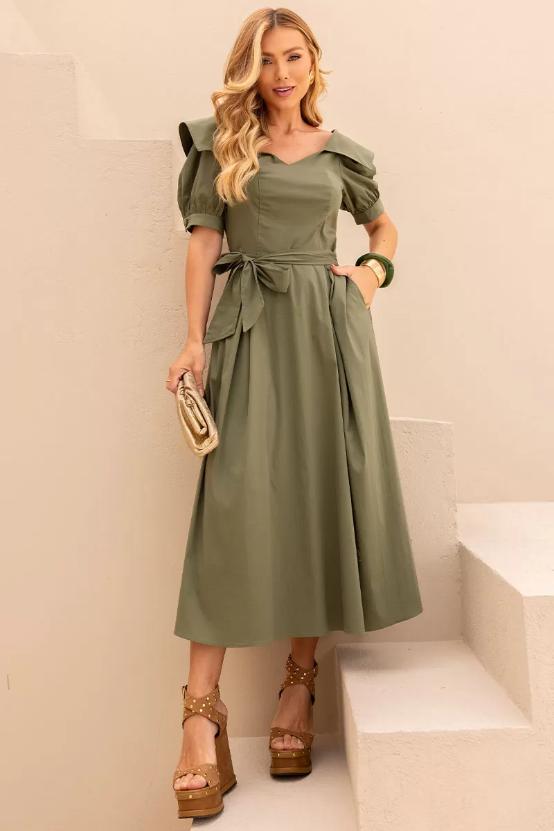 Miss Misses - Karen Midi Dress with EC Collar/Green Stripe - 54424023 Miss Misses - Karen Midi Dress with EC Collar/Green Stripe - 54424023