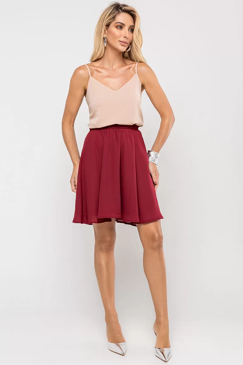 Miss Misses - Vilma Crepe workout skirt with zipper in wine - 54528006