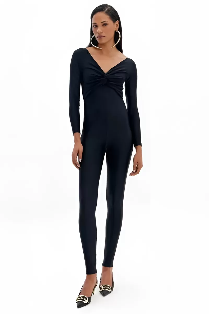 LANÇA PERFUME - Long Tight Jumpsuit With Twist And Neckline Lança Perfume - 1709 LANÇA PERFUME - Long Tight Jumpsuit With Twist And Neckline Lança Perfume - 1709