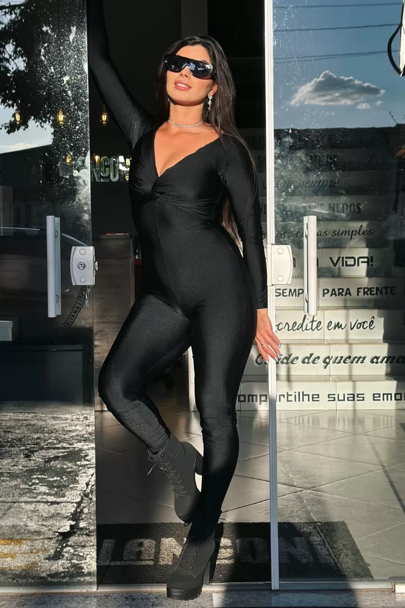 LANÇA PERFUME - Long Tight Jumpsuit With Twist And Neckline Lança Perfume - 1709 LANÇA PERFUME - Long Tight Jumpsuit With Twist And Neckline Lança Perfume - 1709