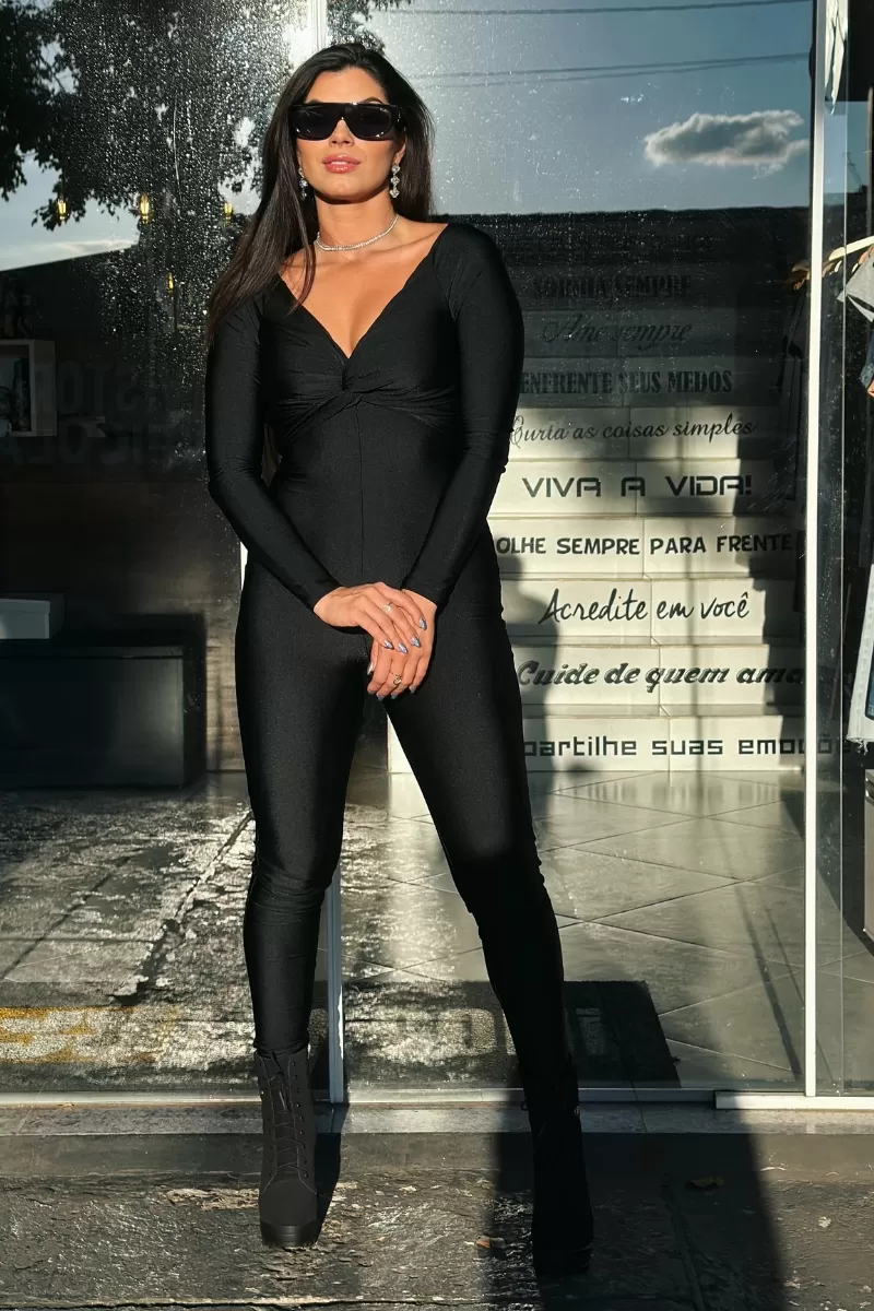 LANÇA PERFUME - Long Tight Jumpsuit With Twist And Neckline Lança Perfume - 1709 LANÇA PERFUME - Long Tight Jumpsuit With Twist And Neckline Lança Perfume - 1709