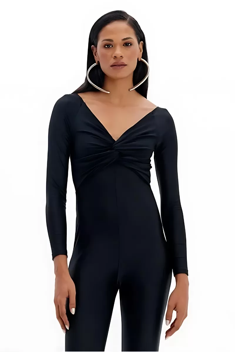 LANÇA PERFUME - Long Tight Jumpsuit With Twist And Neckline Lança Perfume - 1709 LANÇA PERFUME - Long Tight Jumpsuit With Twist And Neckline Lança Perfume - 1709
