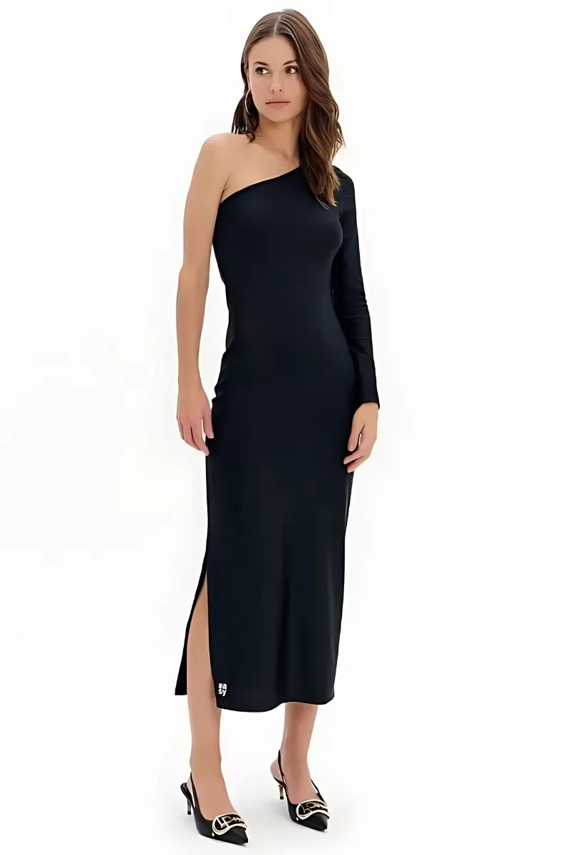 LANÇA PERFUME - Super Midi Dress with Single Sleeve and Side Slit Lança Perfume - 11336 LANÇA PERFUME - Super Midi Dress with Single Sleeve and Side Slit Lança Perfume - 11336