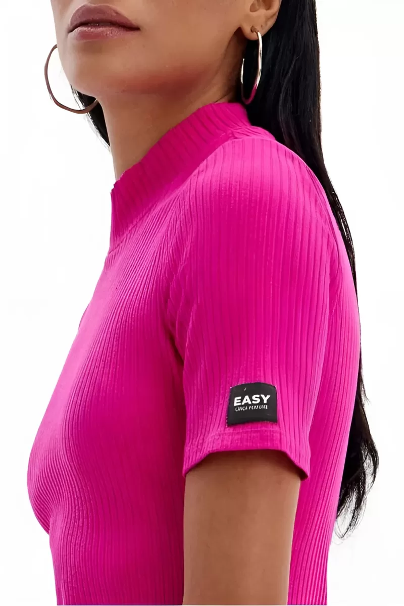 LANÇA PERFUME - Short Ribbed Dress With Collar And Short Sleeves Lança Perfume - 11361 LANÇA PERFUME - Short Ribbed Dress With Collar And Short Sleeves Lança Perfume - 11361
