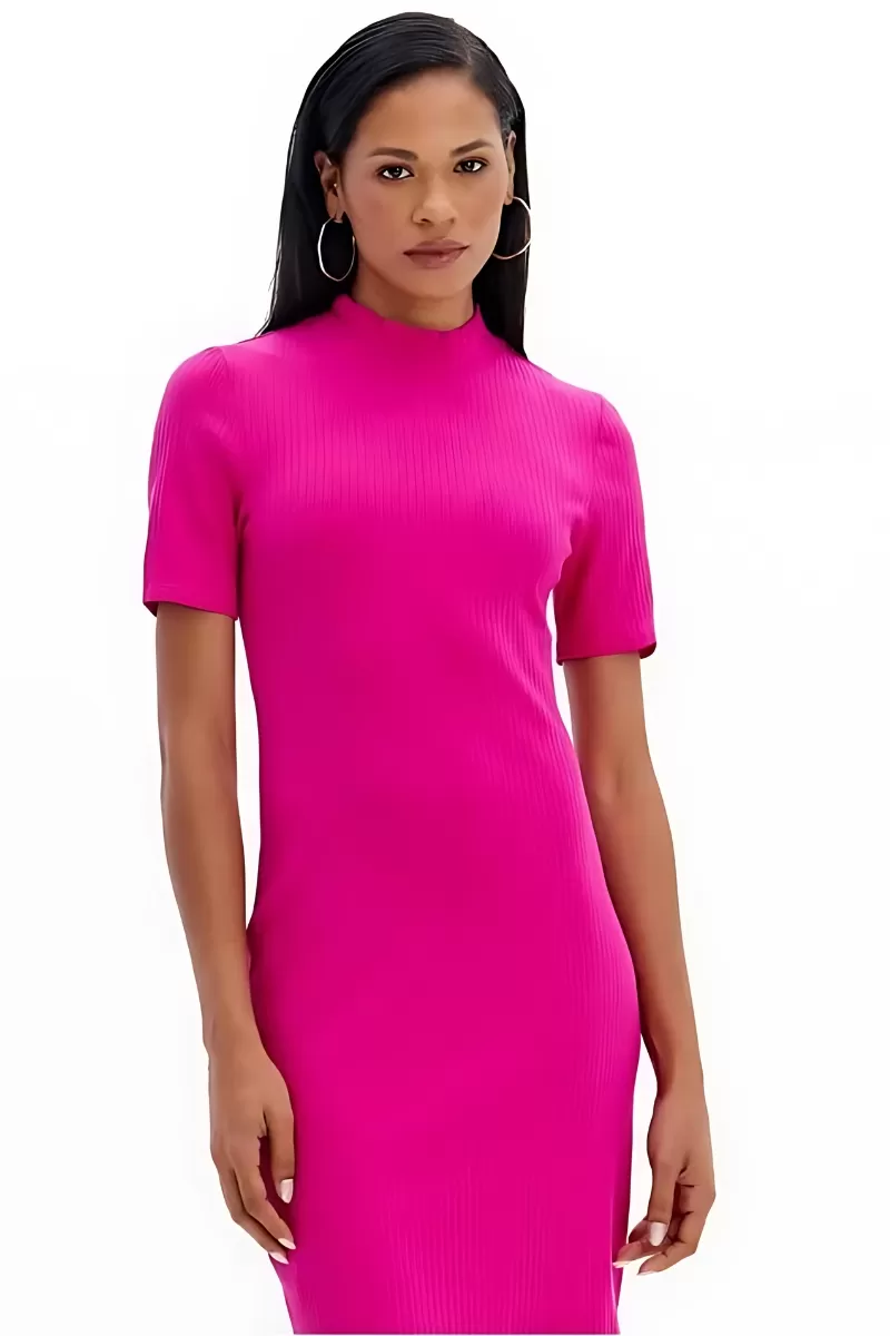 LANÇA PERFUME - Short Ribbed Dress With Collar And Short Sleeves Lança Perfume - 11361 LANÇA PERFUME - Short Ribbed Dress With Collar And Short Sleeves Lança Perfume - 11361