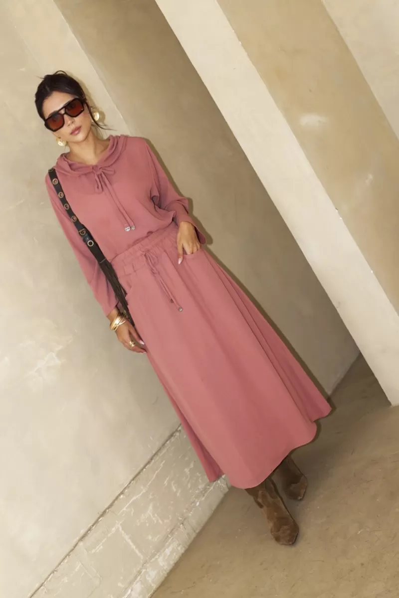 Hidrogênio - GODE SKIRT WITH POCKETS AND PINK ELASTIC WAISTBAND - 20298070 Hidrogênio - GODE SKIRT WITH POCKETS AND PINK ELASTIC WAISTBAND - 20298070