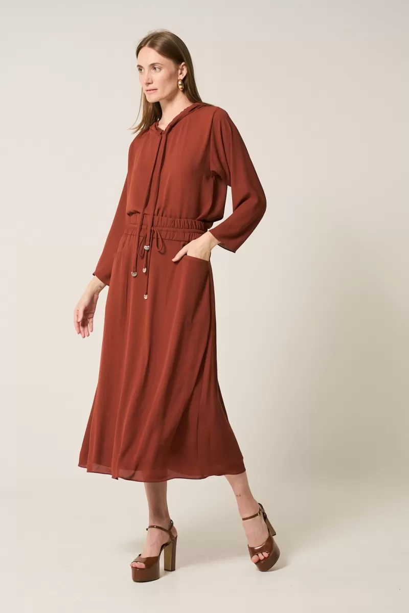 Hidrogênio - GODE SKIRT WITH POCKETS AND ELASTIC WAISTBAND IN EARTH RED - 20298578 Hidrogênio - GODE SKIRT WITH POCKETS AND ELASTIC WAISTBAND IN EARTH RED - 20298578