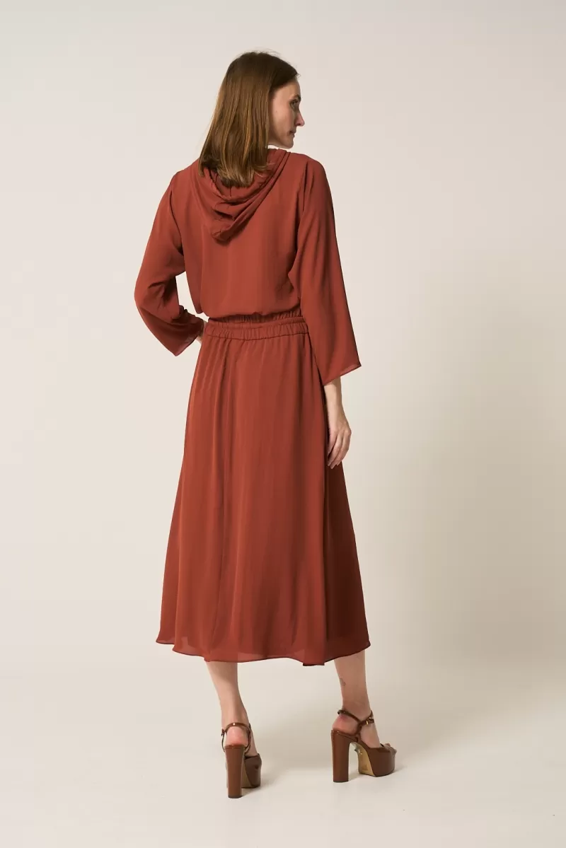 Hidrogênio - GODE SKIRT WITH POCKETS AND ELASTIC WAISTBAND IN EARTH RED - 20298578 Hidrogênio - GODE SKIRT WITH POCKETS AND ELASTIC WAISTBAND IN EARTH RED - 20298578
