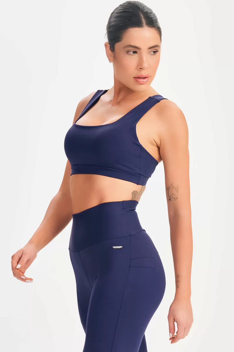 Lets Gym - Navy Blue Basic Flex Top - 2624AZ