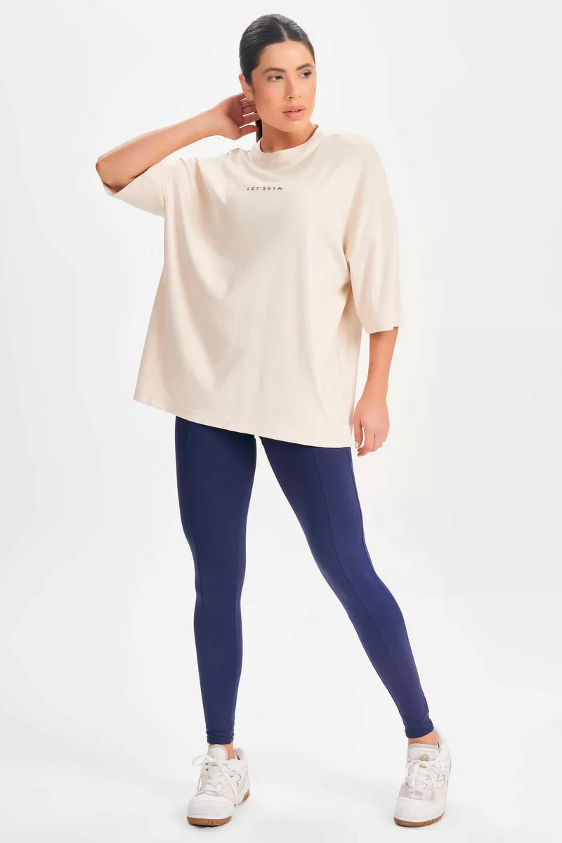 Lets Gym - Oversized T-Shirt Basic Flex Beige - 2626BG