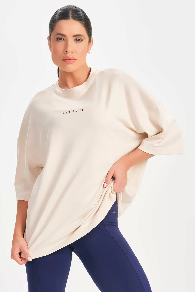 Lets Gym - Oversized T-Shirt Basic Flex Beige - 2626BG