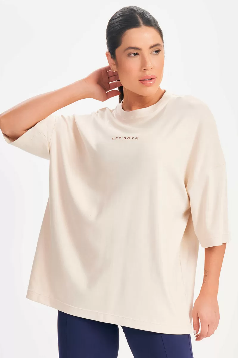 Lets Gym - Oversized T-Shirt Basic Flex Beige - 2626BG