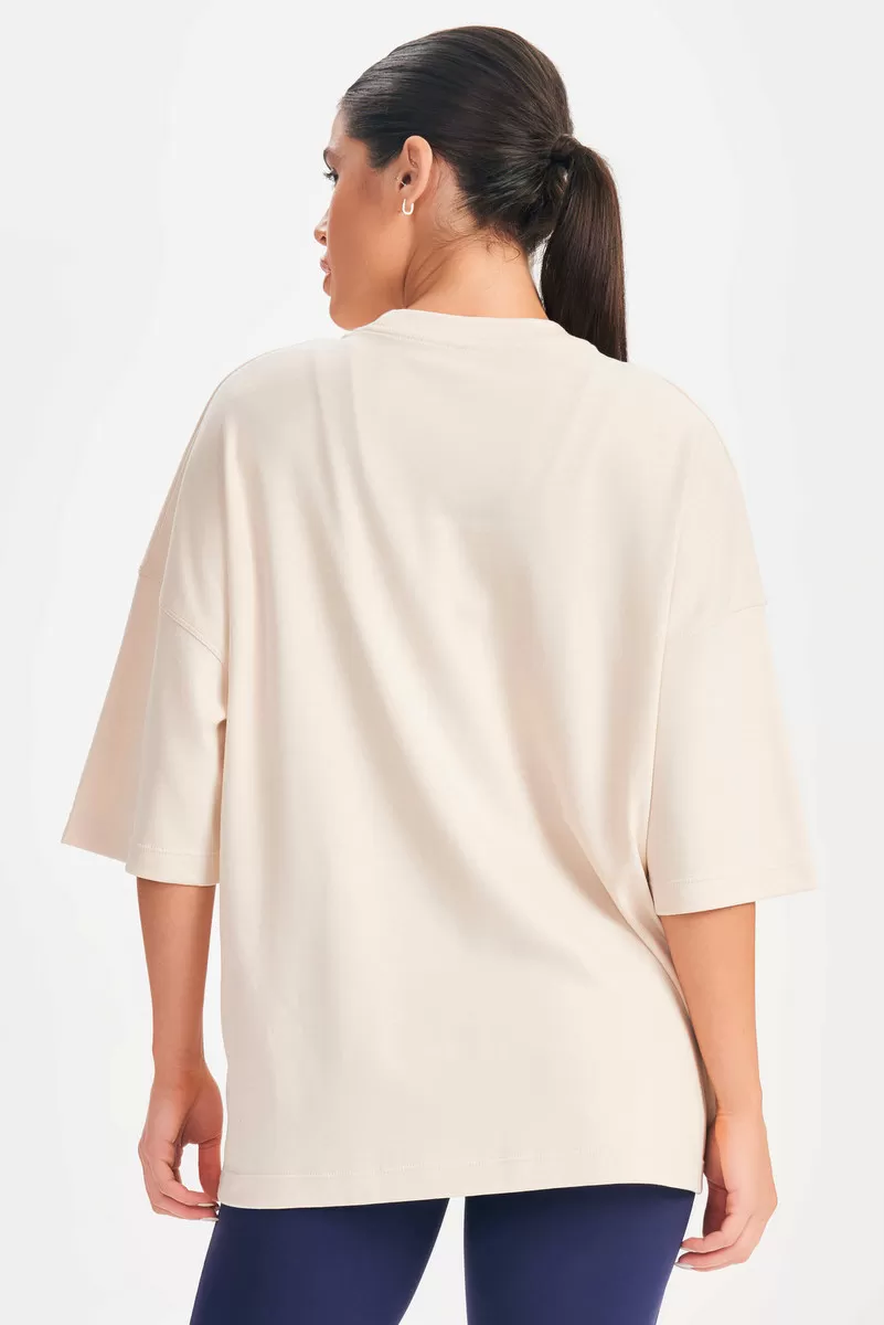 Lets Gym - Oversized T-Shirt Basic Flex Beige - 2626BG