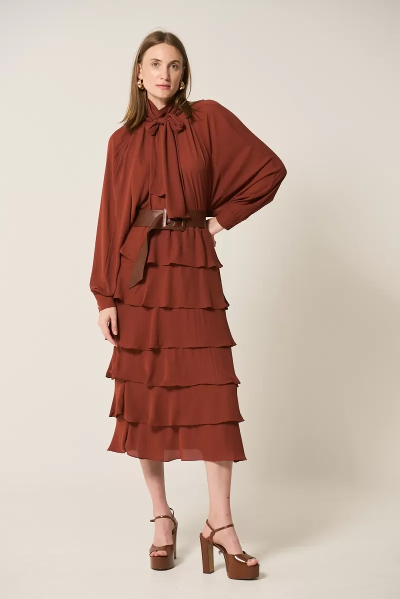 Hidrogênio - GODE EARTH RUFFLED MIDI SKIRT - 20329332 Hidrogênio - GODE EARTH RUFFLED MIDI SKIRT - 20329332