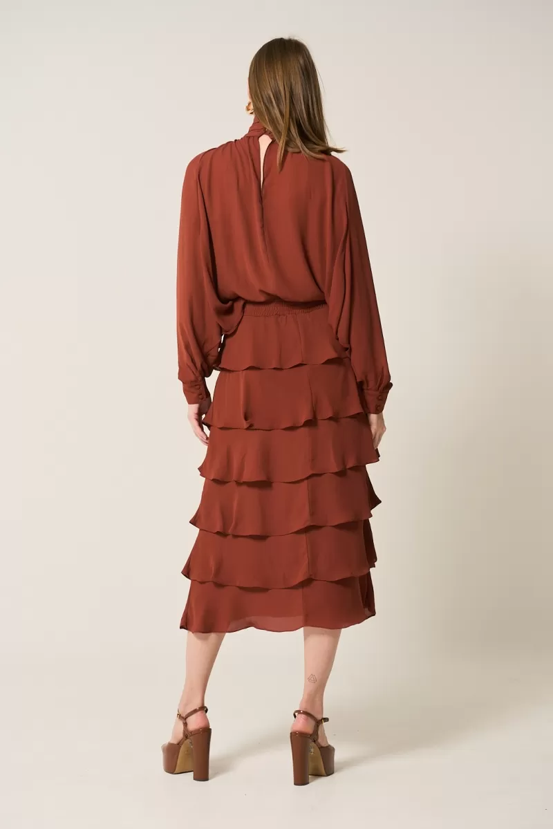 Hidrogênio - GODE EARTH RUFFLED MIDI SKIRT - 20329332 Hidrogênio - GODE EARTH RUFFLED MIDI SKIRT - 20329332