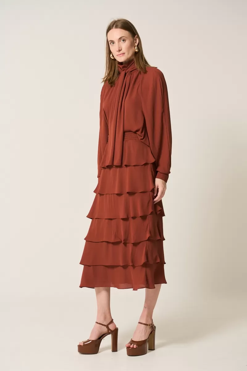 Hidrogênio - GODE EARTH RUFFLED MIDI SKIRT - 20329332 Hidrogênio - GODE EARTH RUFFLED MIDI SKIRT - 20329332