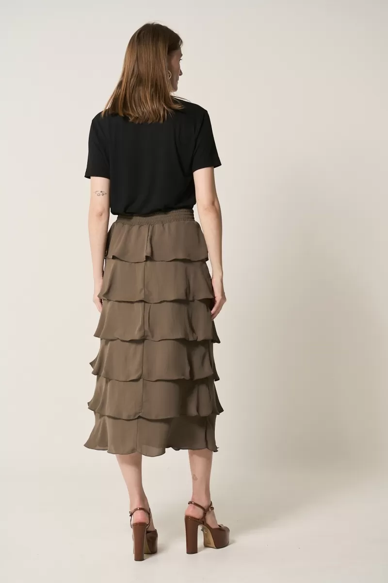 Hidrogênio - DARK GREEN GODE RUFFLED MIDI SKIRT - 20329493 Hidrogênio - DARK GREEN GODE RUFFLED MIDI SKIRT - 20329493