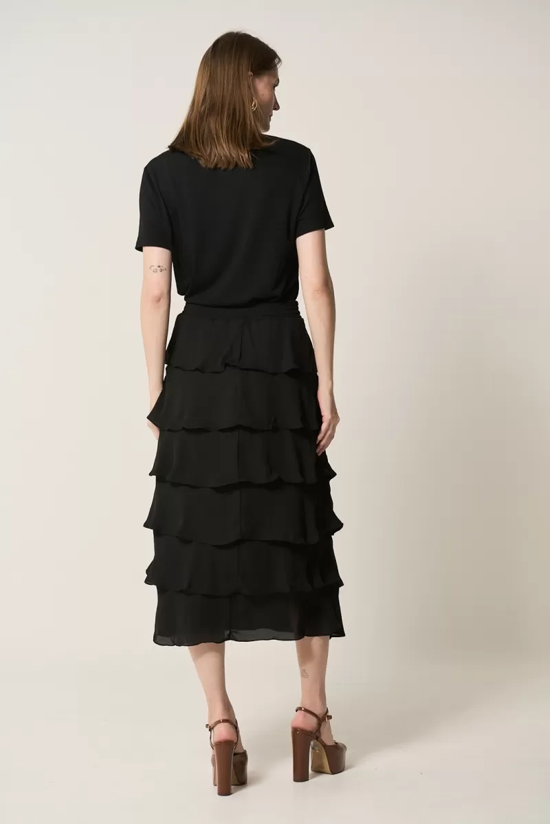 Hidrogênio - BLACK GODE RUFFLED MIDI SKIRT - 20329001 Hidrogênio - BLACK GODE RUFFLED MIDI SKIRT - 20329001