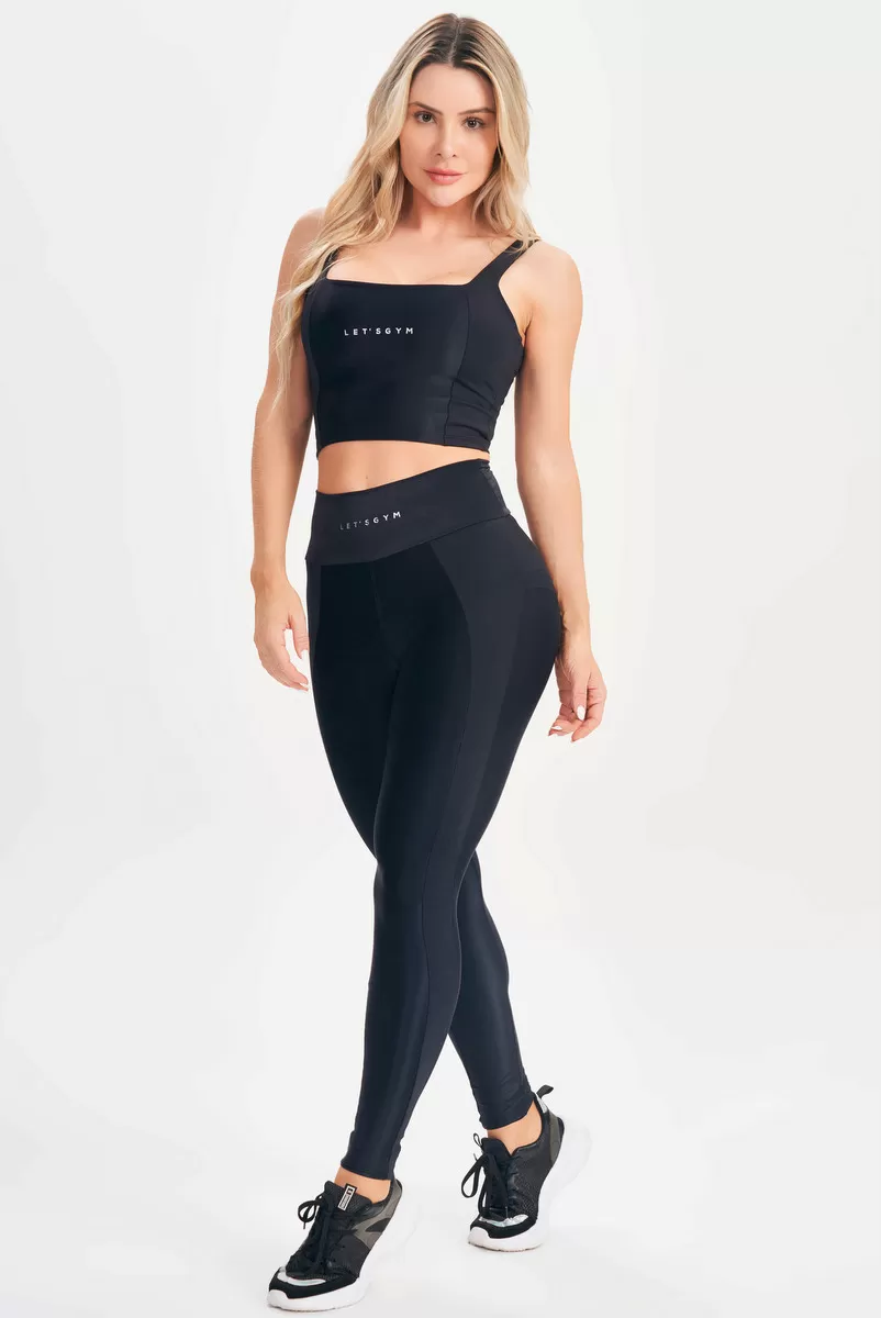 Lets Gym - Black Contour Crop Top - 2673PT Lets Gym - Black Contour Crop Top - 2673PT