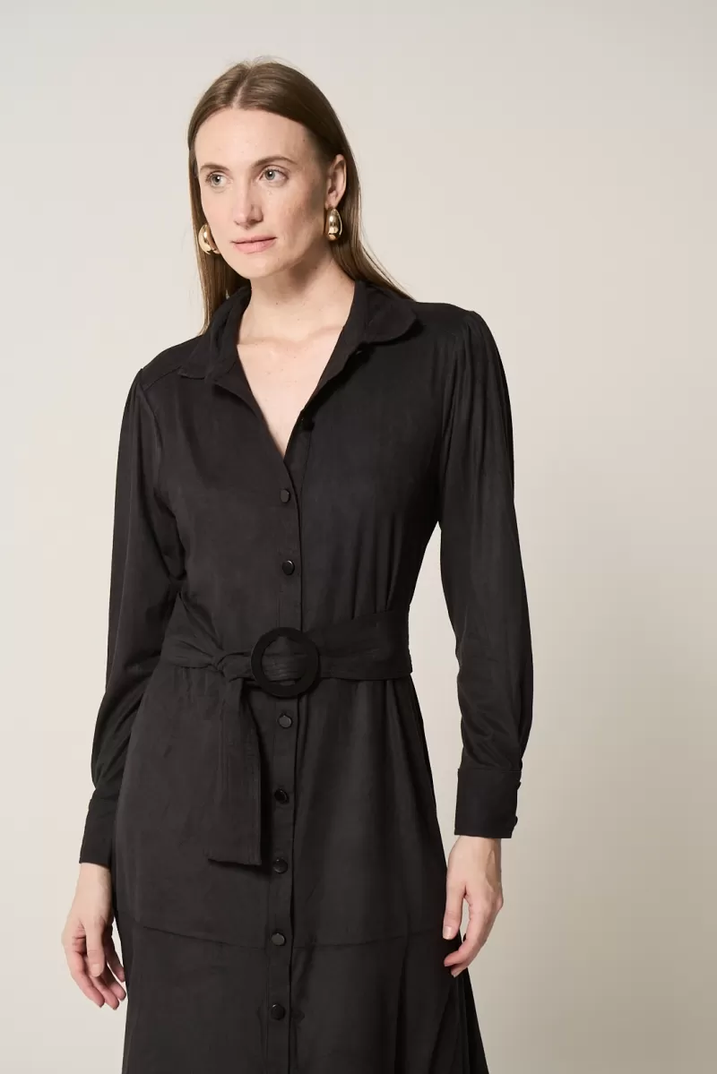Hidrogênio - BLACK CHEMISI DRESS WITH BAND AND BUTTONS - 18567001 Hidrogênio - BLACK CHEMISI DRESS WITH BAND AND BUTTONS - 18567001
