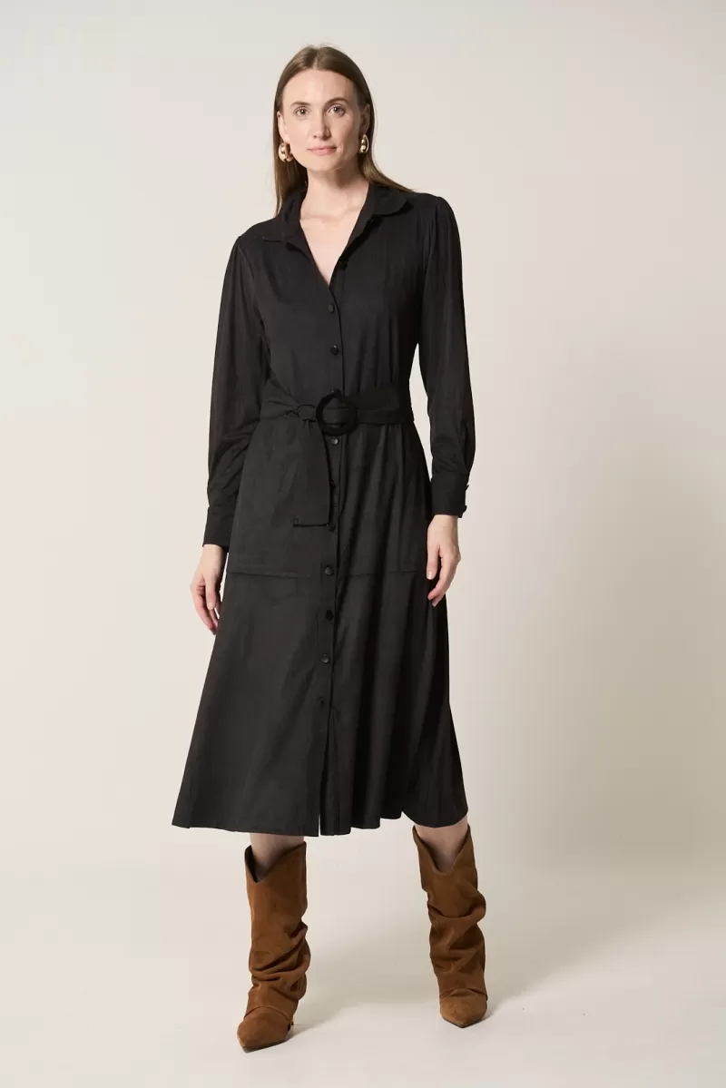 Hidrogênio - BLACK CHEMISI DRESS WITH BAND AND BUTTONS - 18567001 Hidrogênio - BLACK CHEMISI DRESS WITH BAND AND BUTTONS - 18567001
