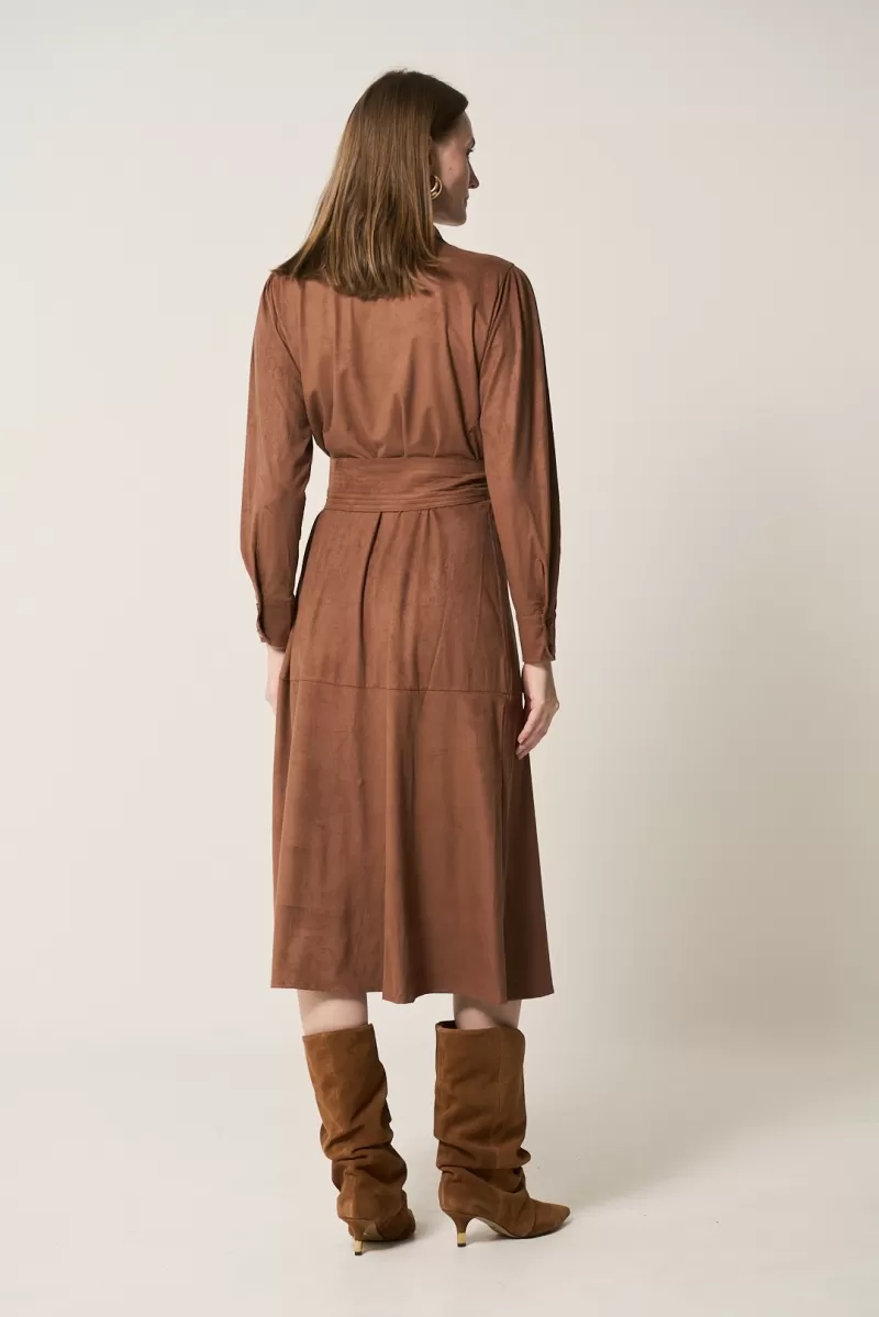 Hidrogênio - BROWN PR MIDI CHEMISIE DRESS WITH BAND AND BUTTONS - 18567031 Hidrogênio - BROWN PR MIDI CHEMISIE DRESS WITH BAND AND BUTTONS - 18567031