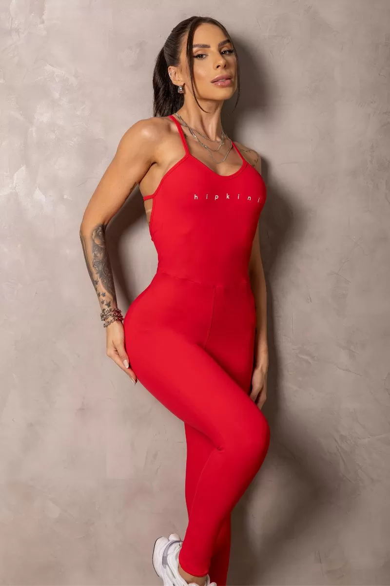 Hipkini - Red Sunrise Jumpsuit with Cross Straps - 33331019