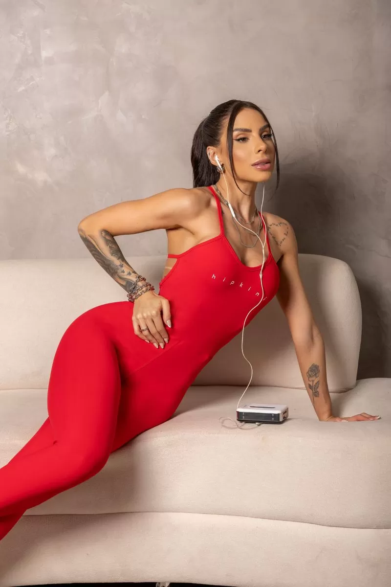 Hipkini - Red Sunrise Jumpsuit with Cross Straps - 33331019