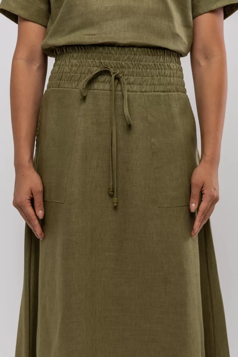 Hidrogênio - LINEN CAPIM MIDI FLARE SKIRT - 20384400 Hidrogênio - LINEN CAPIM MIDI FLARE SKIRT - 20384400
