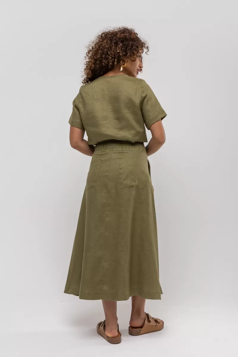 Hidrogênio - LINEN CAPIM MIDI FLARE SKIRT - 20384400 Hidrogênio - LINEN CAPIM MIDI FLARE SKIRT - 20384400
