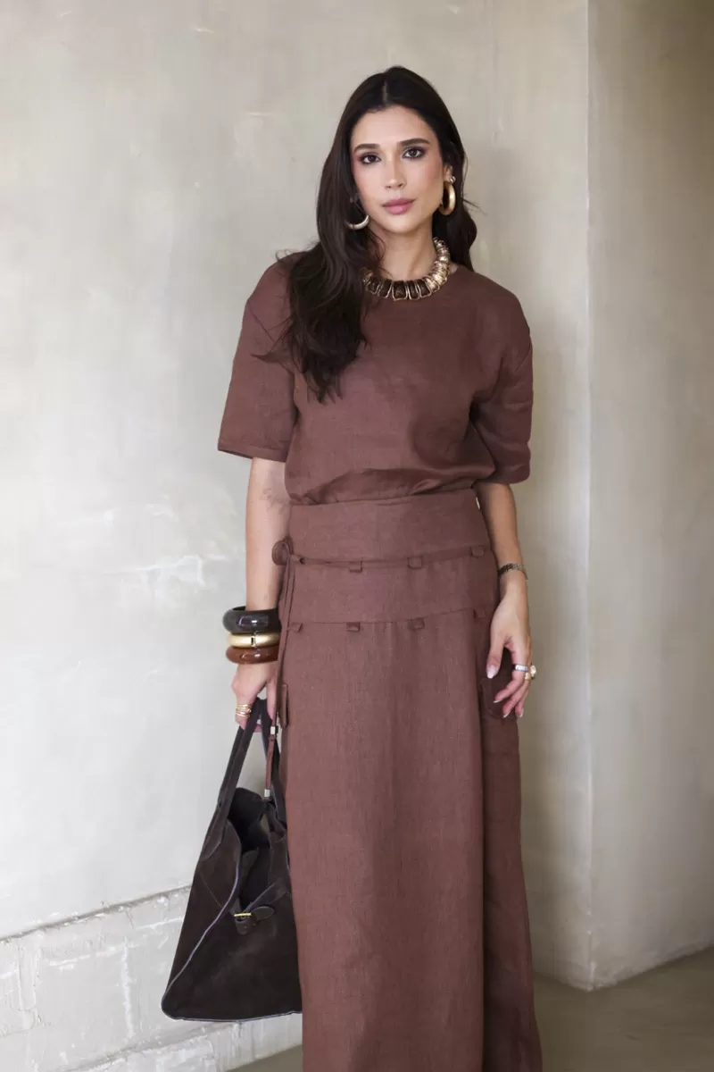 Hidrogênio - BROWN UTILITY LONG SKIRT - 20406031 Hidrogênio - BROWN UTILITY LONG SKIRT - 20406031