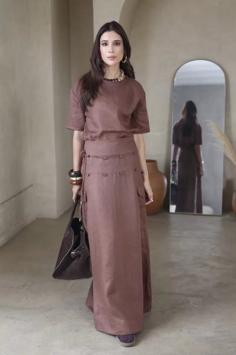 Hidrogênio - BROWN UTILITY LONG SKIRT - 20406031 Hidrogênio - BROWN UTILITY LONG SKIRT - 20406031