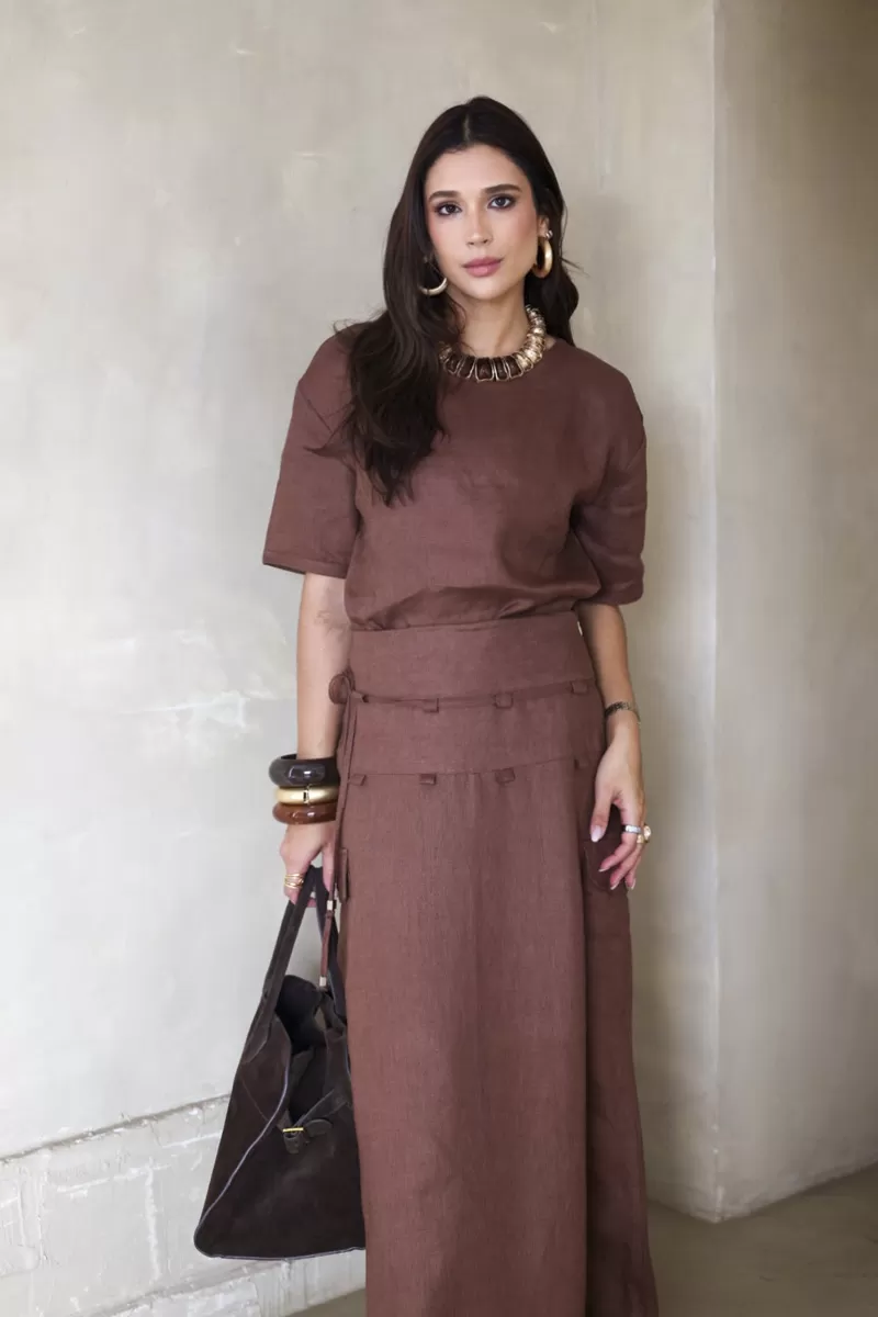 Hidrogênio - BROWN LINEN T-SHIRT - 20400031 Hidrogênio - BROWN LINEN T-SHIRT - 20400031