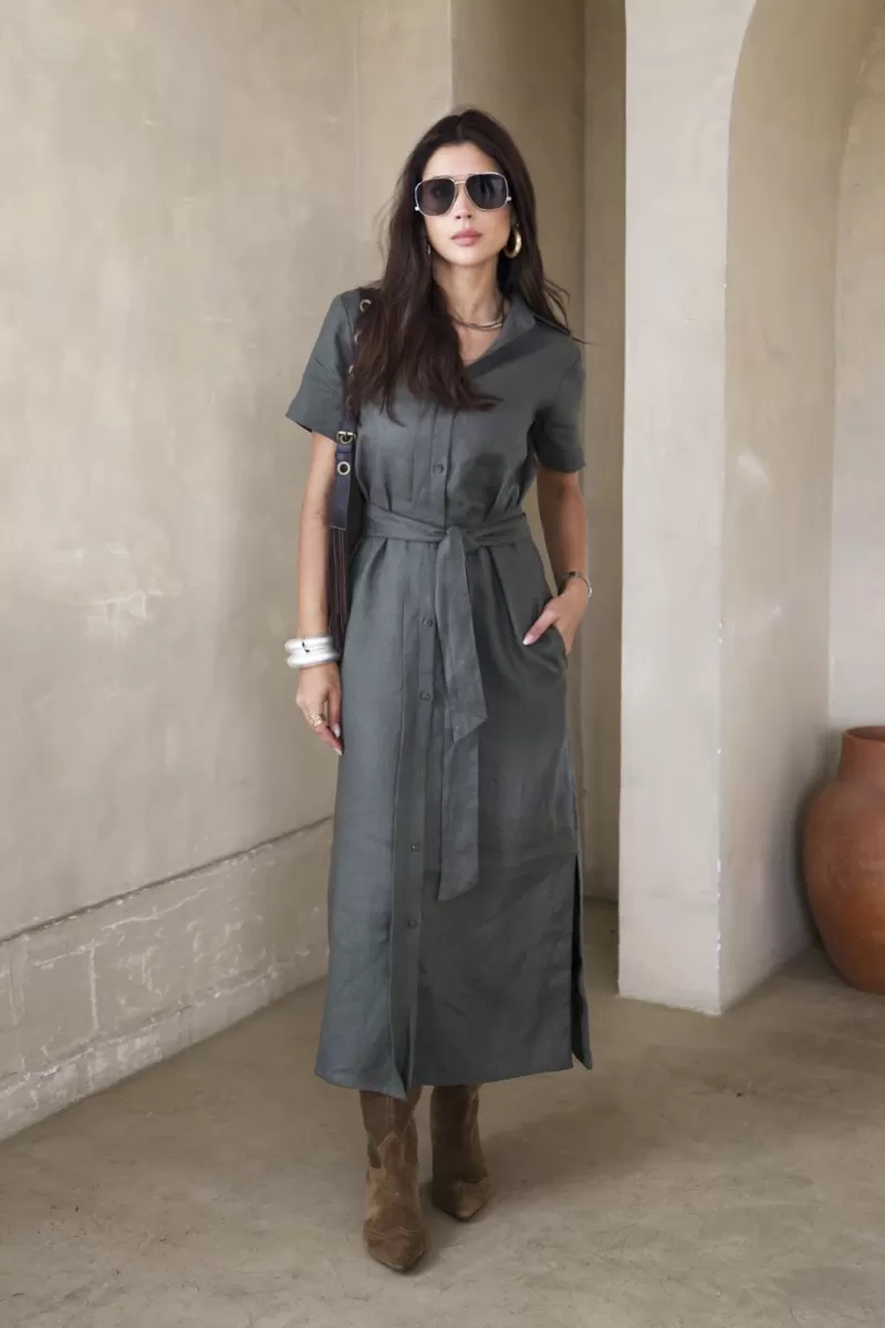 Hidrogênio - MILITARY LINEN CHEMISIE DRESS - 20390005 Hidrogênio - MILITARY LINEN CHEMISIE DRESS - 20390005
