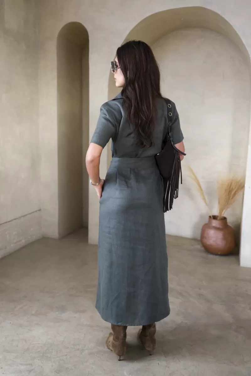 Hidrogênio - MILITARY LINEN CHEMISIE DRESS - 20390005 Hidrogênio - MILITARY LINEN CHEMISIE DRESS - 20390005